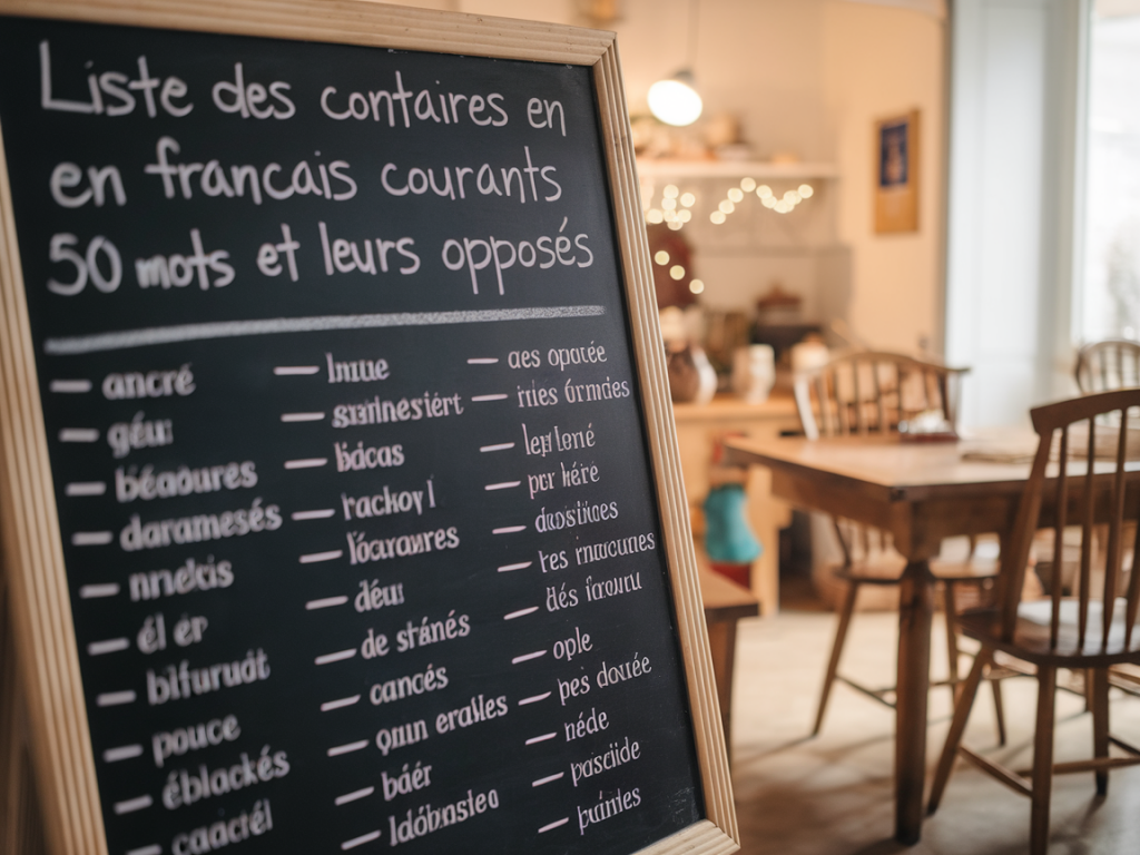 Liste des contraires en français courants: 50 wörter und ihre gegenteile